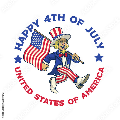 Uncle Sam Cartoon Celebrating 4th of July