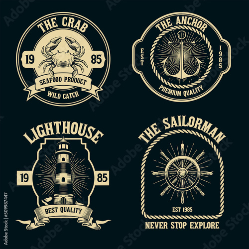 Vintage Badge Vector Set of.Nautical Concept
