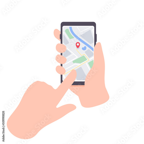 Map on the phone for navigation. sender to receiver