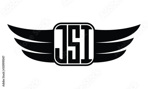 JSI three Letter Wings Flying Initial wing symbol minimalist creative concept flag icon professional logo design Vector template