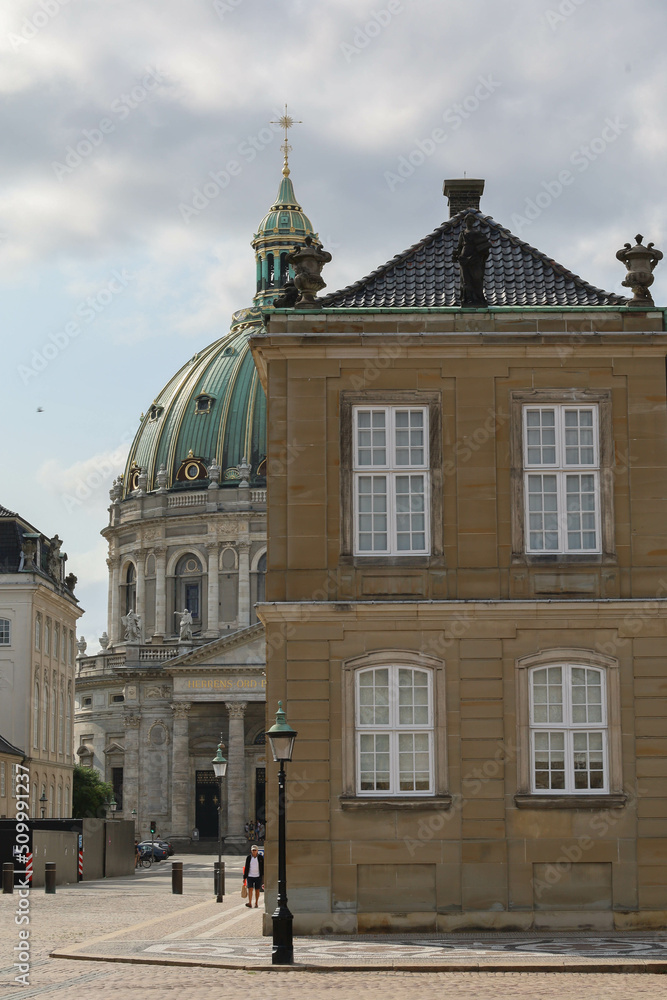 Amalienborg, royal palace and Mamorkirken, church in Copenhagen Denamrk