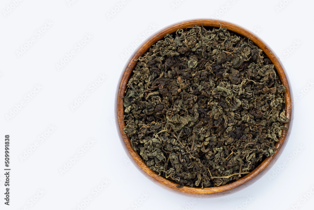 Dried Jiaogulan on white background. Dried Jiaogulan on white background.