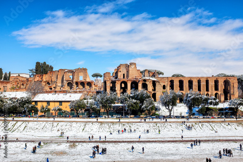 Rome, Italy 26th February 2018 Buran, a freezing wind from Siberia hits Rome with icy temperatures and snow.