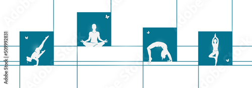 21 June- international yoga day, abstract woman in yoga body posture. 