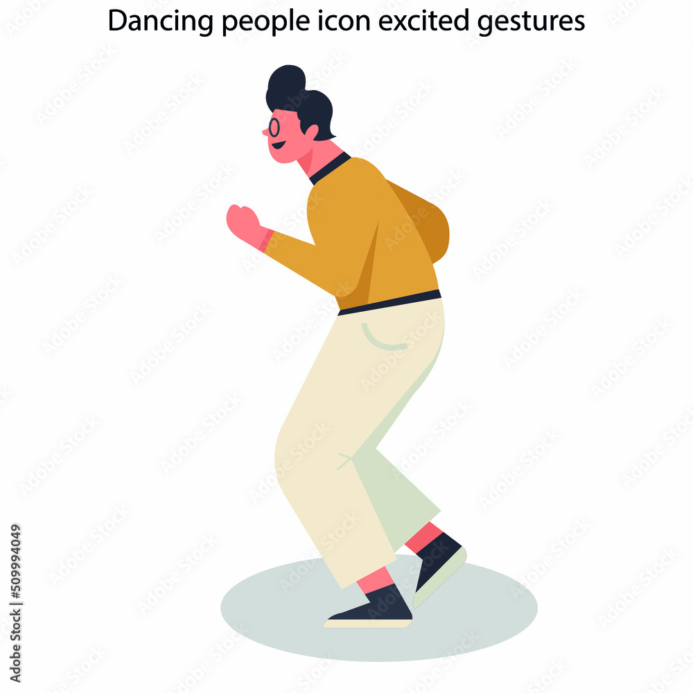 Dancing people icon excited gestures sketch cartoon characters Dancing people icon excited gestures sketch cartoon characters