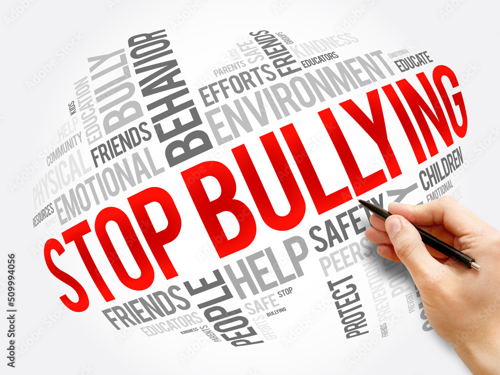 Stop Bullying word cloud collage, social concept background