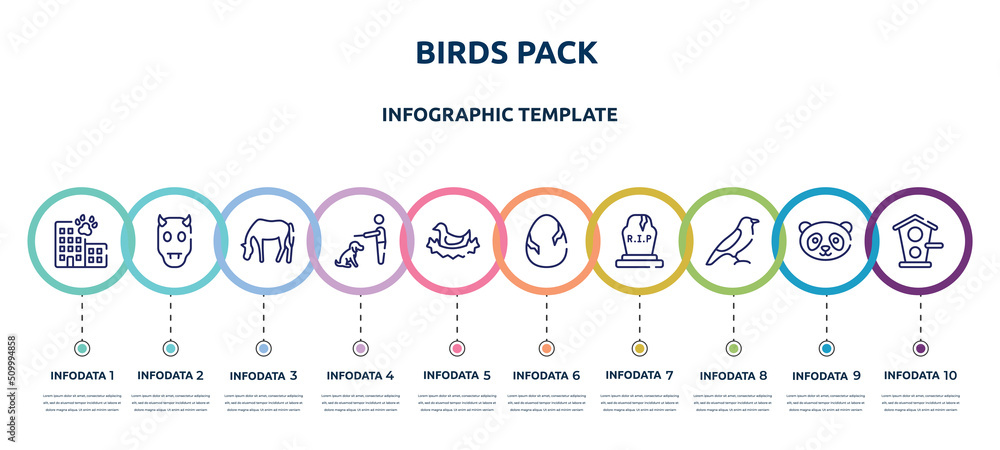 birds pack concept infographic design template. included hotel building ...