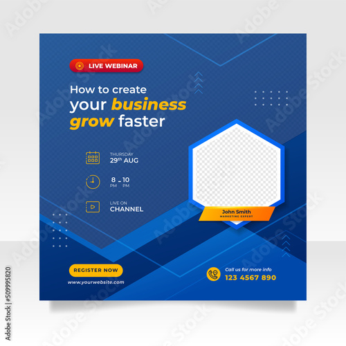 Digital marketing live webinar and business social media post template