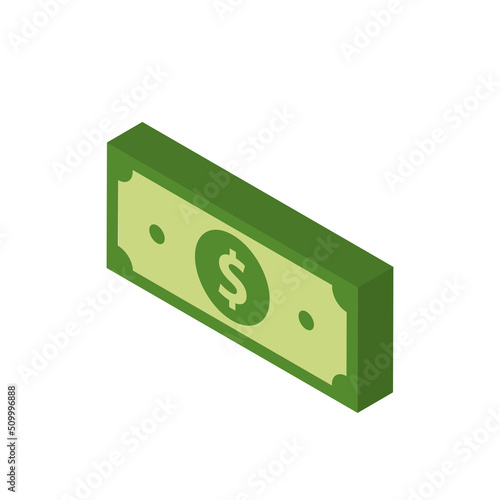 Vector dollar bank note and coin, icon illustrations and vector