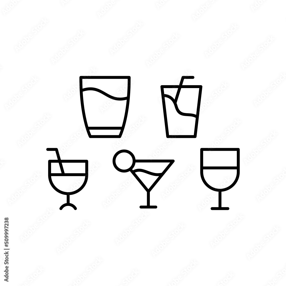Drink Icon Set Vector Symbol Design Illustration Drink Icon Set Vector Symbol Design Illustration