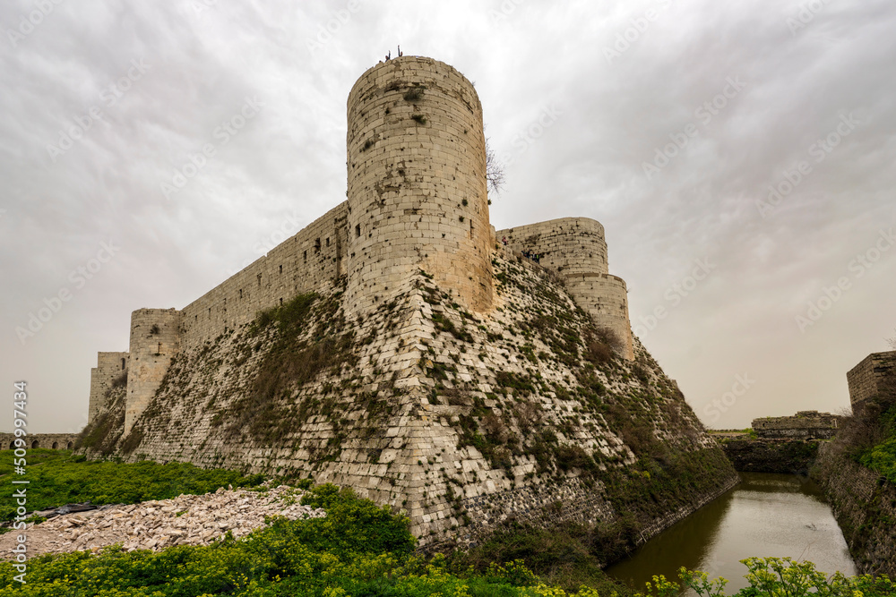 Krak des Chevaliers medieval crusader castle in Syria, a world heritage ...
