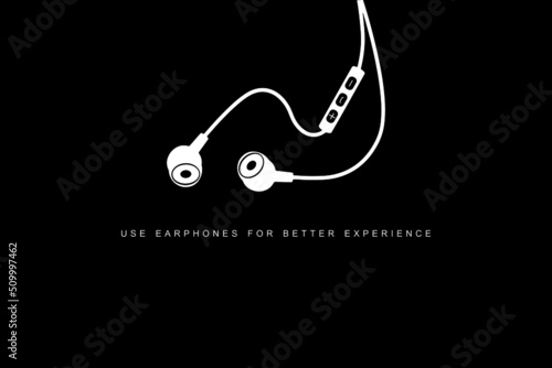 Earphone required.use earphones for better experience design for bloggers. vector.