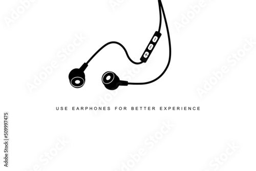 Earphone required sign. headphone required, use your headphones intro Background design