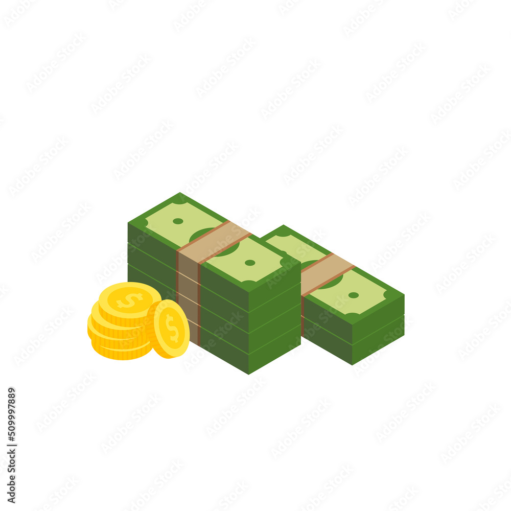 Naklejka premium Vector dollar bank note and coin, icon illustrations and vector