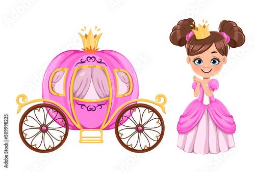Cute little princess and carriage
