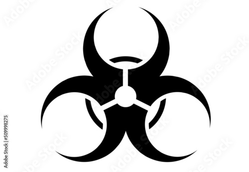 black white biohazard sign isolated on white background