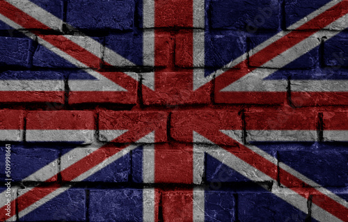 United Kingdom flag on old brick wall