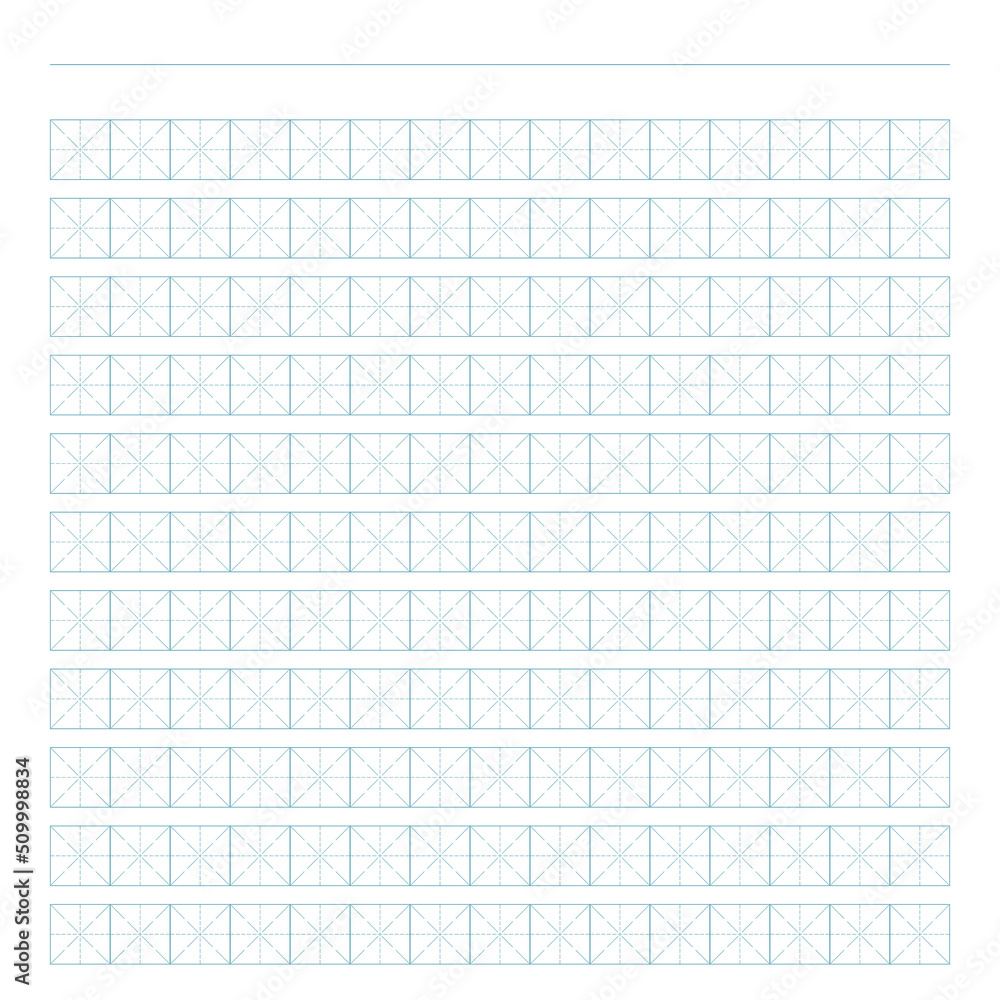 Workbook for writing hieroglyphs. Lined paper for printing. Geometric