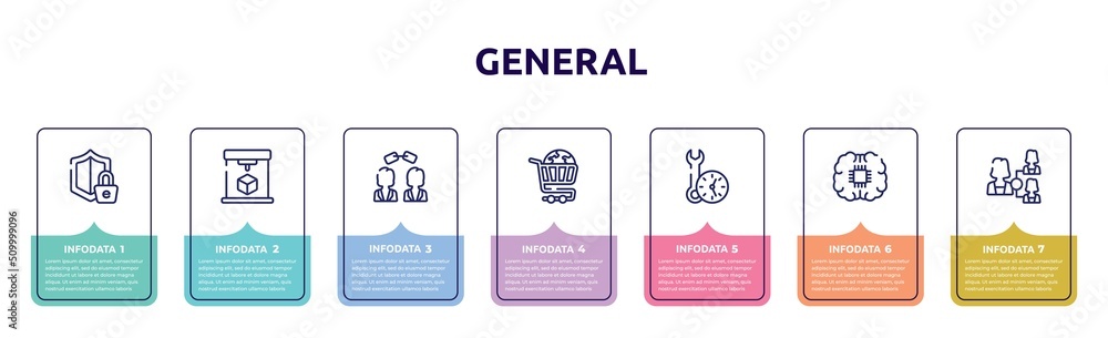 general concept infographic design template. included e-privacy, 3d printing, affiliate link, ecommerce solutions, build time, future technology, hr planning icons and 7 option or steps. general concept infographic design template. included e-privacy, 3d printing, affiliate link, ecommerce solutions, build time, future technology, hr planning icons and 7 option or steps.