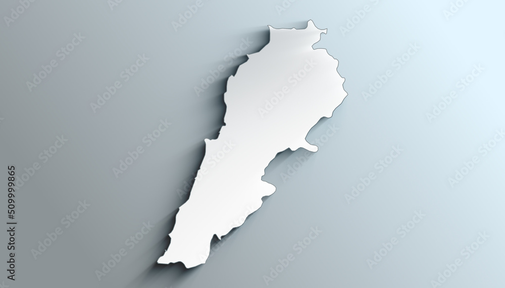 Modern White Map of Lebanon With Shadow Modern White Map of Lebanon With Shadow