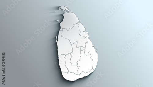Foto Modern White Map of Sri Lanka with Provinces With Shadow