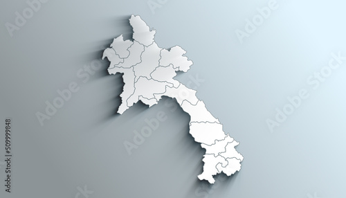 Modern White Map of Laos with Provinces With Shadow photo