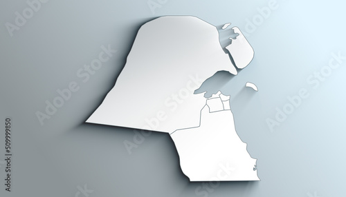 Modern White Map of Kuwait with Governorates With Shadow photo