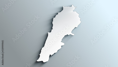 Modern White Map of Lebanon With Shadow photo