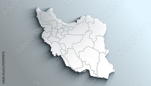 Modern White Map of Iran with Provinces With Shadow photo