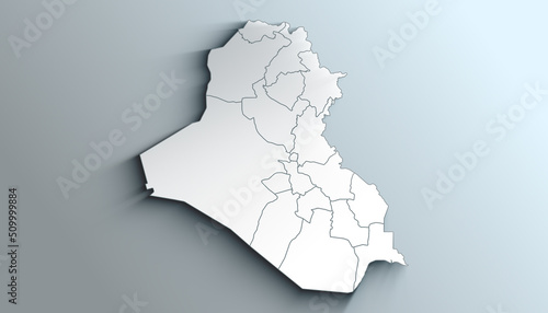 Modern White Map of Iraq with Governorates With Shadow photo