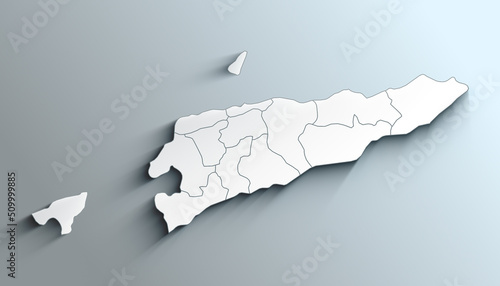Modern White Map of East Timor with Municipalities With Shadow