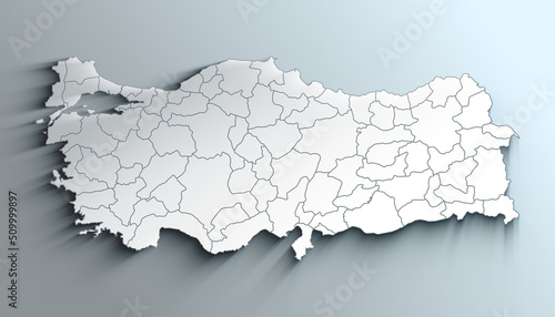 Modern White Map of  Turkey with Provinces With Shadow photo