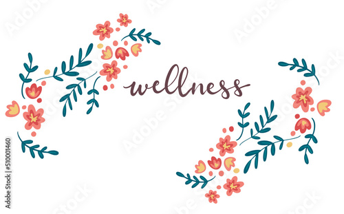 Wellness handwritten lettering card concept. Vector illustration design