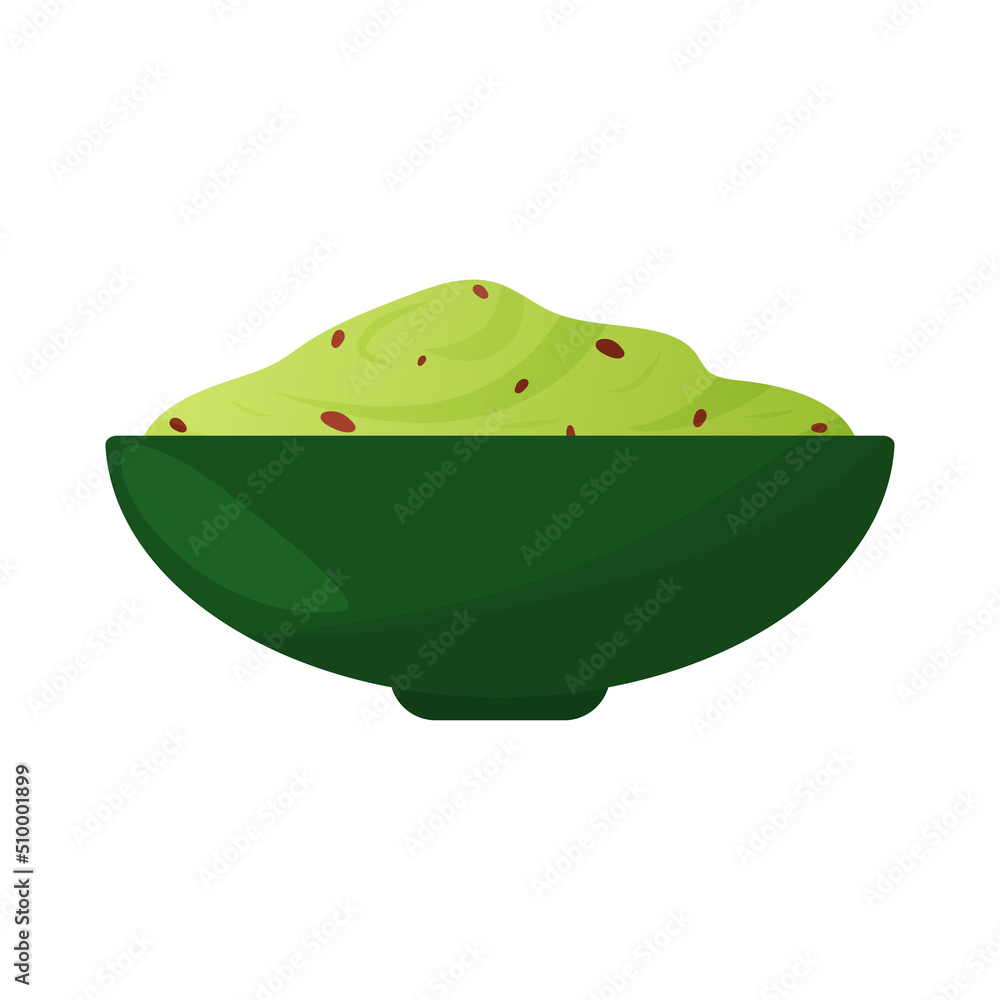 Cartoon guacamole isolated on white background. Mexican food vector illustration Cartoon guacamole isolated on white background. Mexican food vector illustration