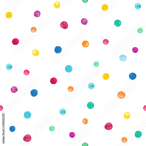 Seamless pattern with bright watercolor dots