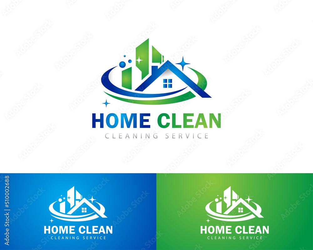 home clean logo creative service house design color gradient