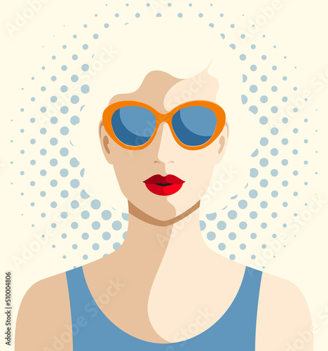1302_Platinum blonde woman wearing fashionable sunglasses