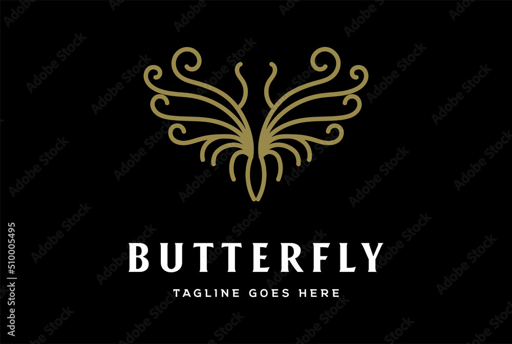 Simple Beauty Butterfly Insect Monogram Logo Design Vector