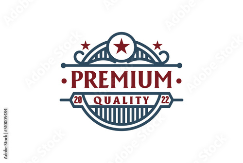 Vintage Circular Premium Quality Badge Emblem Label Stamp Logo Design Vector