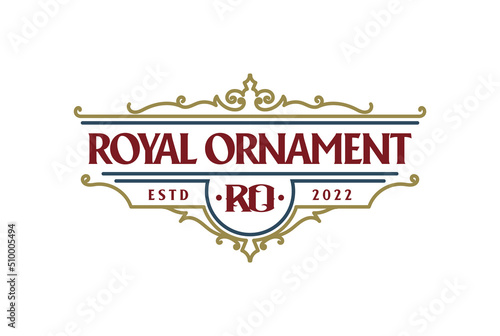 Vintage Border Frame Vintage Royal Crown Badge Emblem Stamp Label Logo Design Vector
