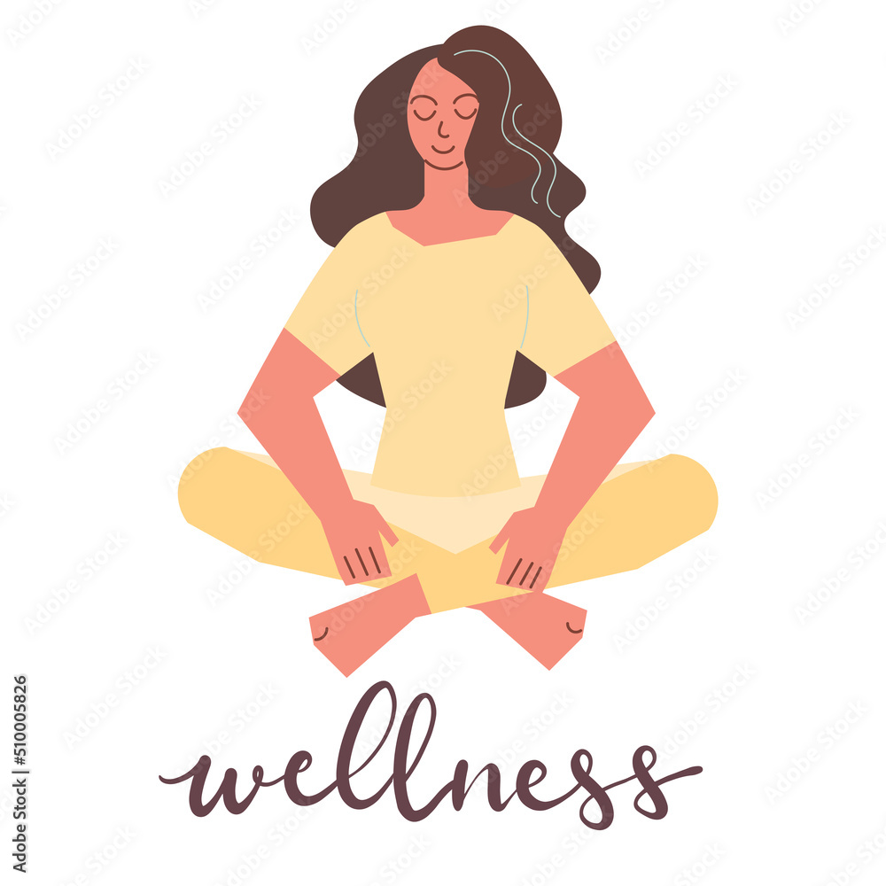 Wellness handwritten lettering card concept. Vector illustration design Wellness handwritten lettering card concept. Vector illustration design