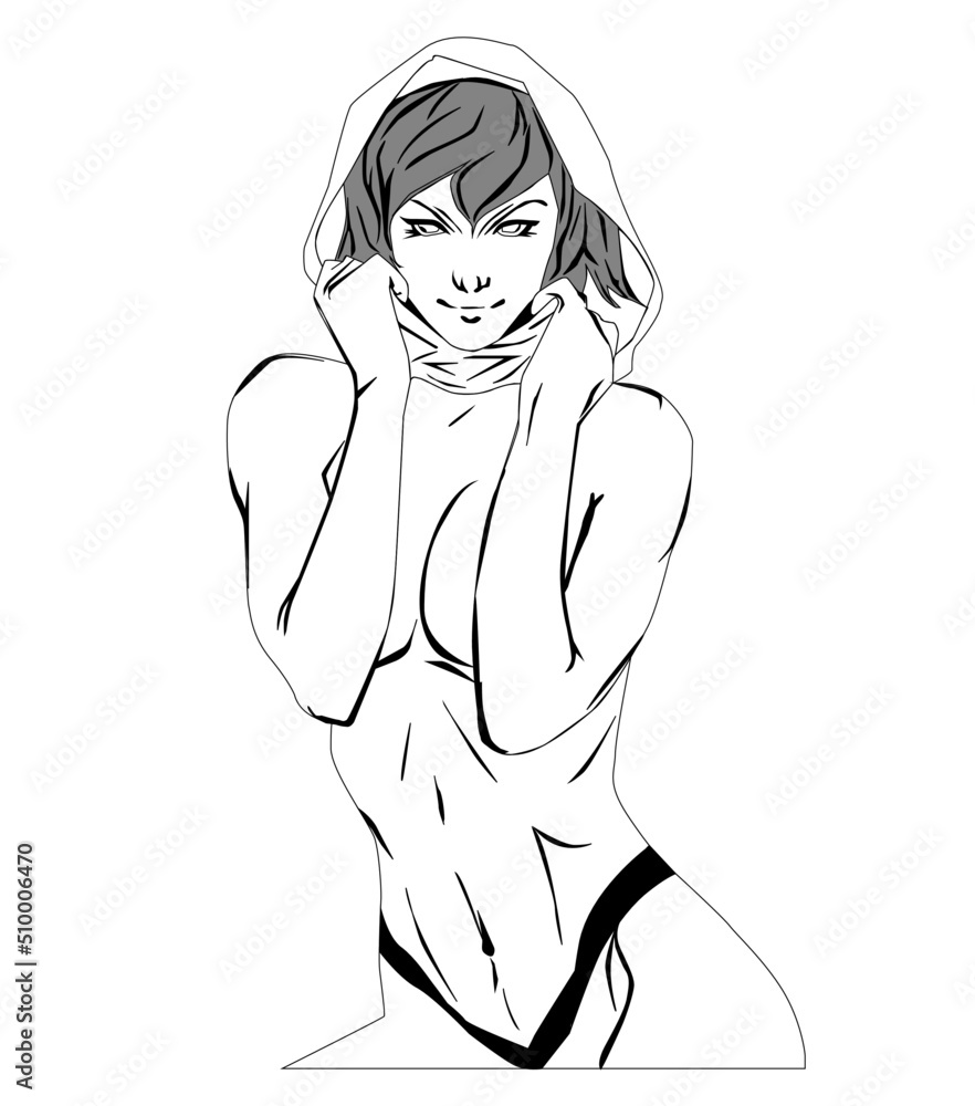 Fototapeta premium mature content sexy girl sketch