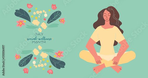 July Social Wellness Month hand lettering concept illustration design photo