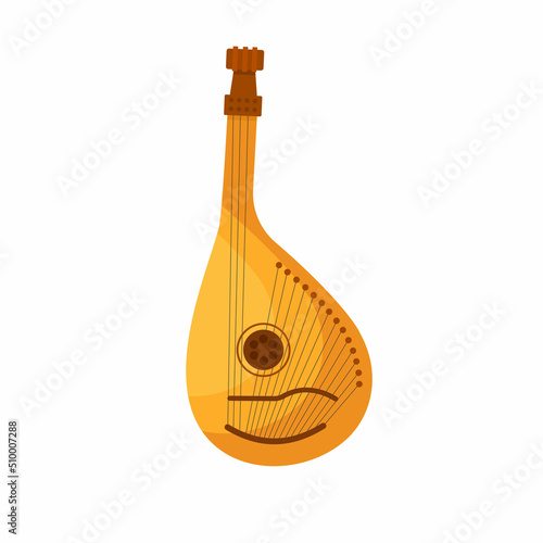 Ukrainian traditional musical instrument bandura. Bandura plucked string musical instrument isolated
