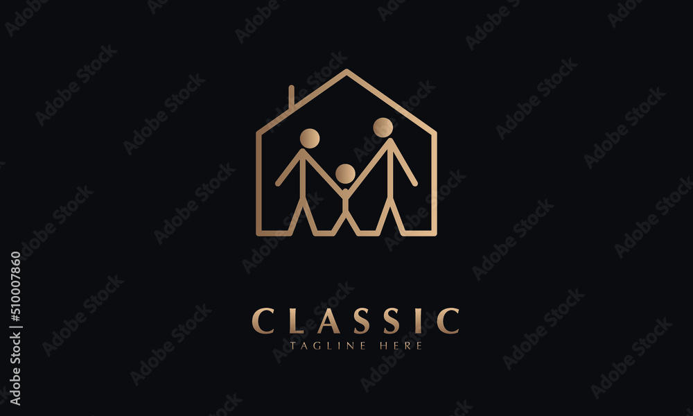 Fototapeta premium Family abstract icon silhouette vector monogram logo template