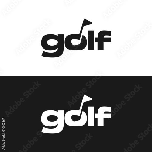 golf letter concept with hole and flag