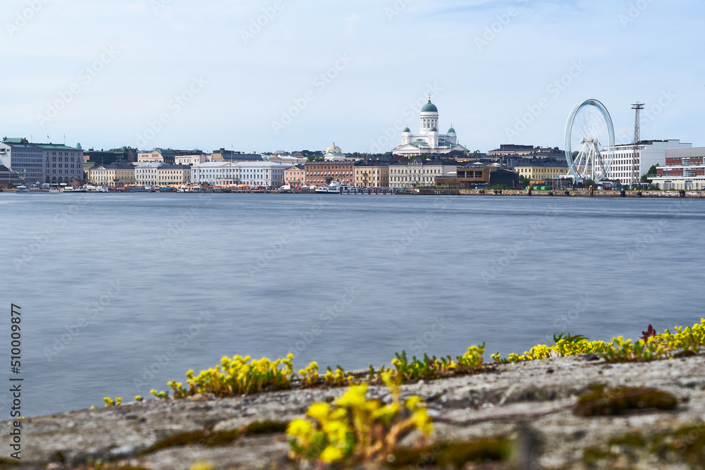 View over the Helsinki harbor from the Island Valkosaari