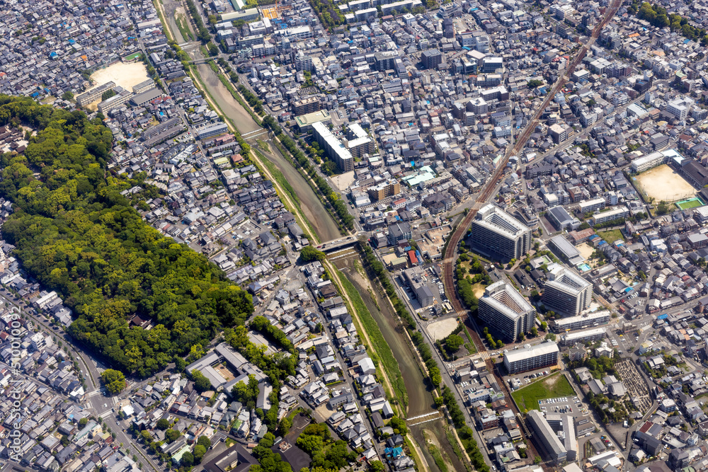 Fototapeta premium 京都市左京区高野蓼原町付近を空撮