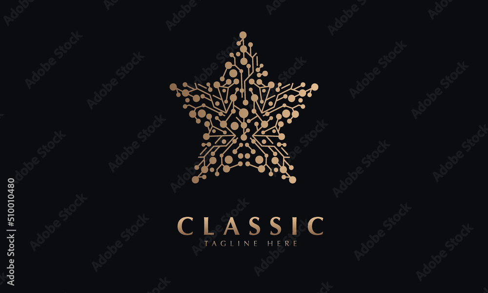 Star link abstract icon silhouette vector monogram logo template