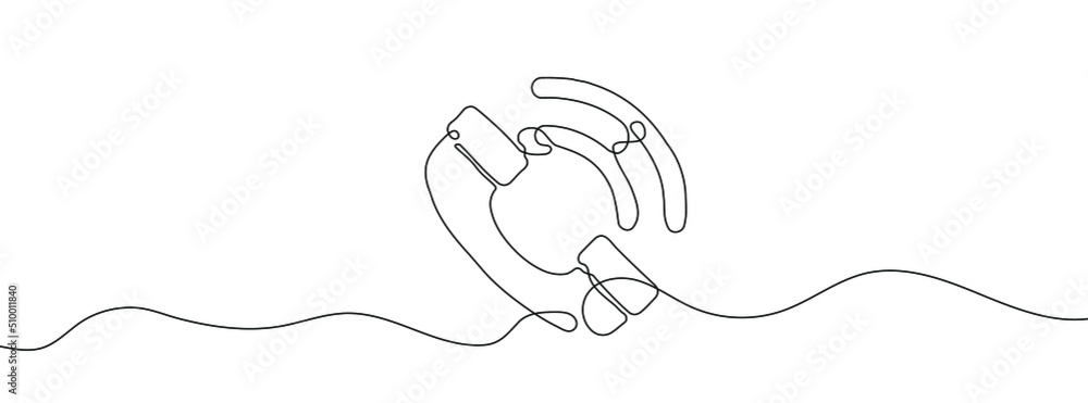 Continuous drawing of handset. One line icon of handset. One line drawing background. Vector illustration. Phone icon Continuous drawing of handset. One line icon of handset. One line drawing background. Vector illustration. Phone icon